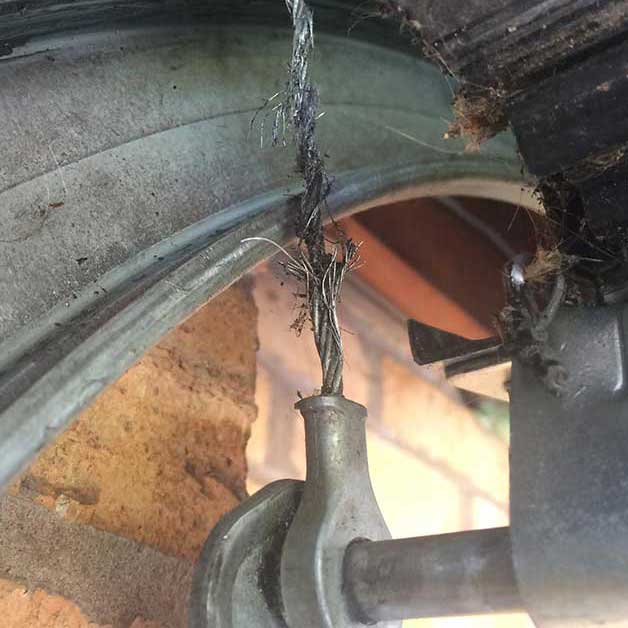 frayed garage door cable